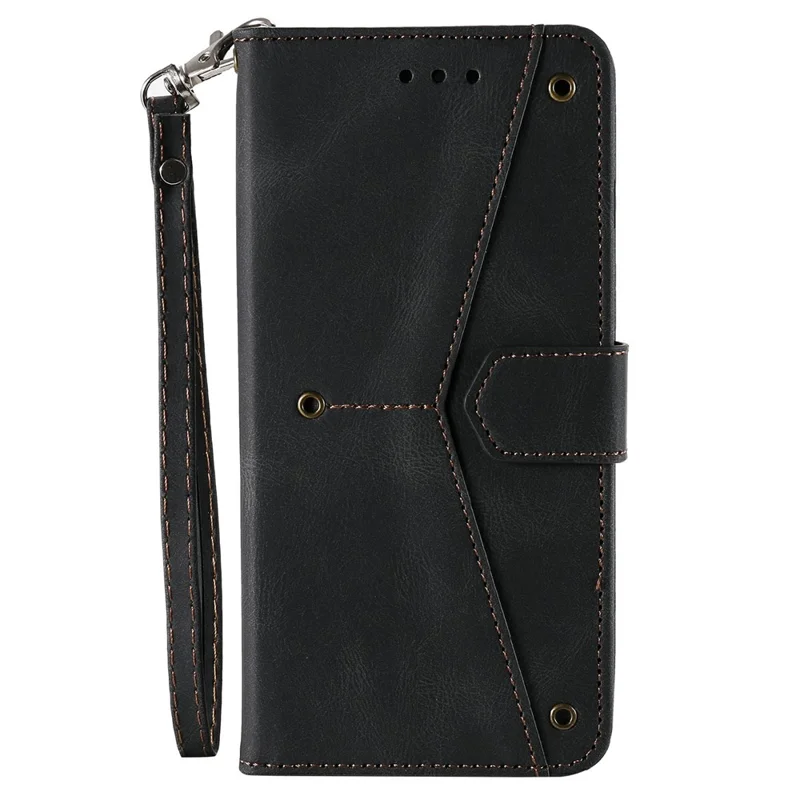 Splicing Stitching Skin-touch PU Leather and TPU Stand Wallet Phone Case Protective Cover for Xiaomi 11T/11T Pro - Black