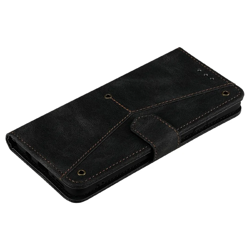 Splicing Stitching Skin-touch PU Leather and TPU Stand Wallet Phone Case Protective Cover for Xiaomi 11T/11T Pro - Black