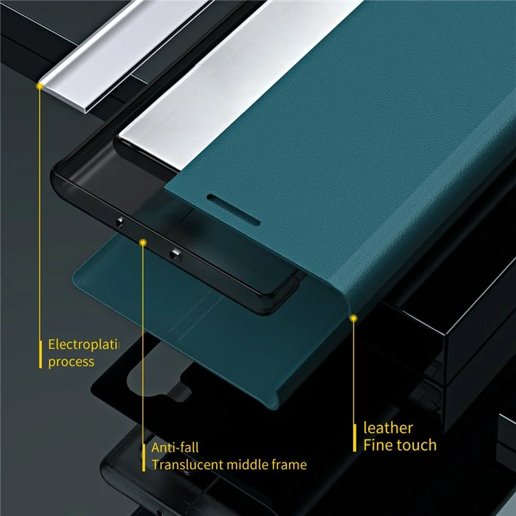 Coque de téléphone en cuir à rabat à absorption automatique électroplaqué pour Xiaomi 11T / 11T Pro - Noir