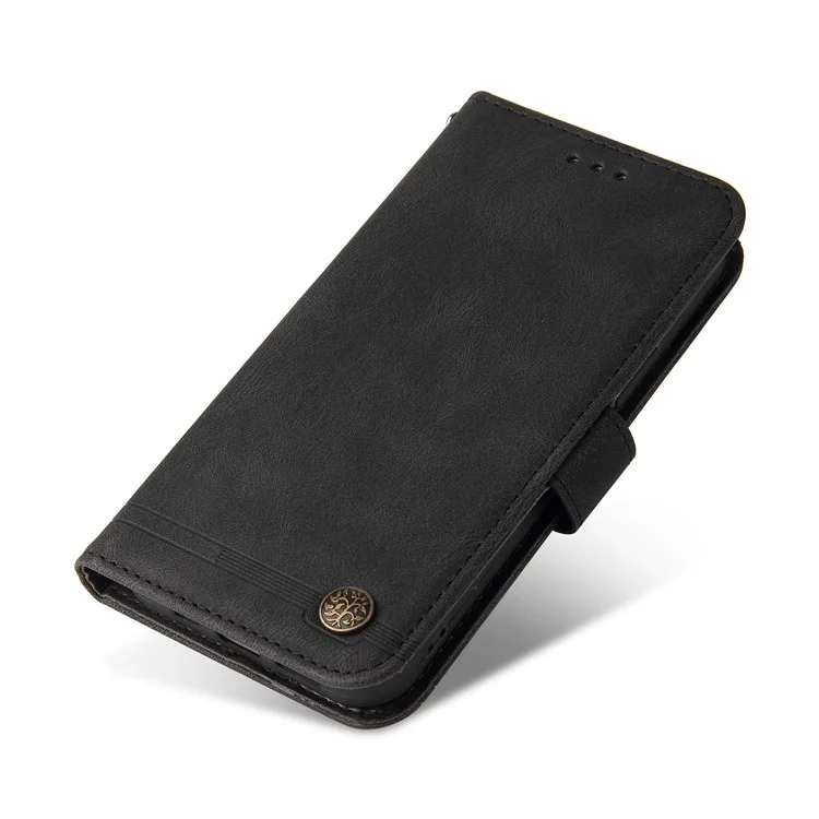 For Xiaomi 11T/11T Pro PU Leather Wallet Stand Cover Phone Case with Tree Pattern Metal Button Decor - Black