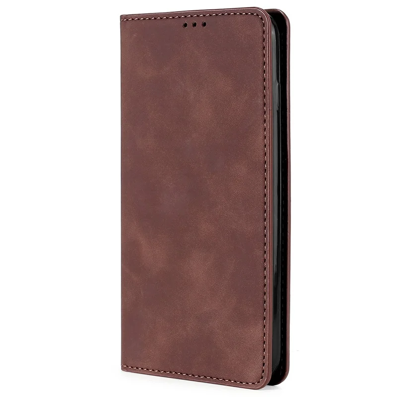 Auto Closing Magnetic Skin-touch Feeling PU Leather Stand Flip Phone Cover with Card Slots for Xiaomi Redmi Note 10 Pro 4G (Global) / Redmi Note 10 Pro 4G (India) / Redmi Note 10 Pro Max - Dark Brown