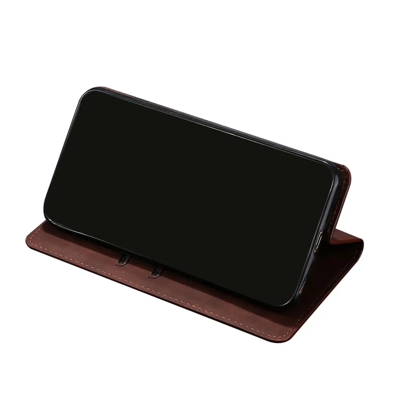 Auto Closing Magnetic Skin-touch Feeling PU Leather Stand Flip Phone Cover with Card Slots for Xiaomi Redmi Note 10 Pro 4G (Global) / Redmi Note 10 Pro 4G (India) / Redmi Note 10 Pro Max - Dark Brown
