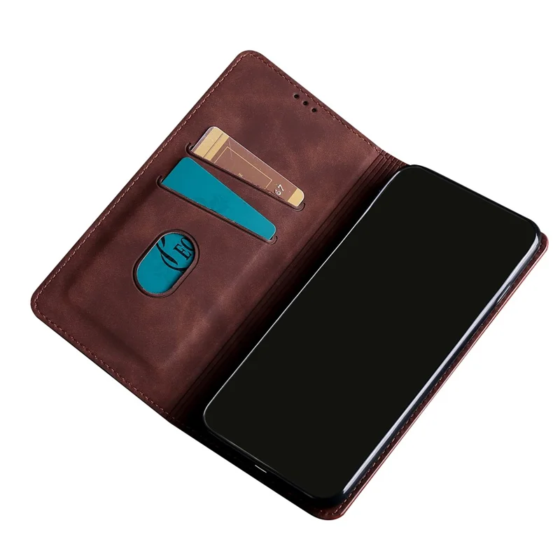 Auto Closing Magnetic Skin-touch Feeling PU Leather Stand Flip Phone Cover with Card Slots for Xiaomi Redmi Note 10 Pro 4G (Global) / Redmi Note 10 Pro 4G (India) / Redmi Note 10 Pro Max - Dark Brown