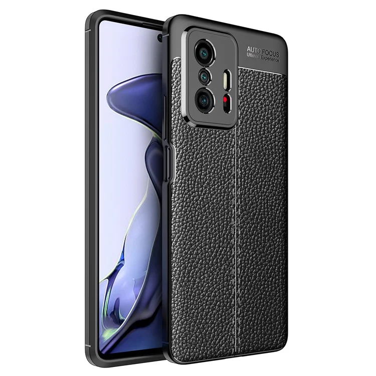 Funda Protectora de TPU Suave Antiarañazos con Textura de Litchi para Xiaomi 11T/11T Pro - Negro