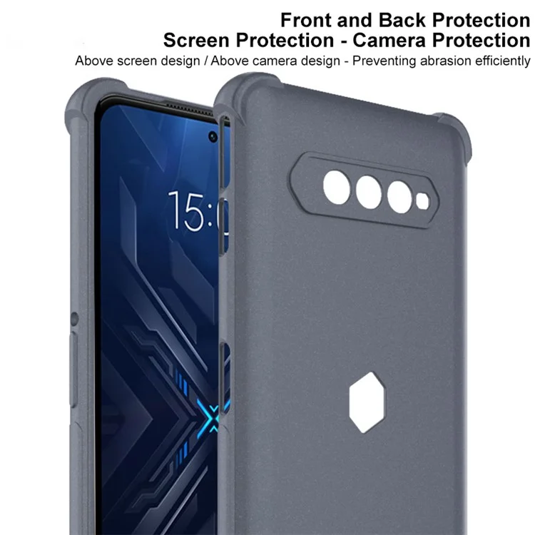 IMAK cuatro esquinas diseño de airbag a prueba de golpes con protección de pantalla de TPU mate para Xiaomi Black Shark 4 / 4 Pro - negro mate