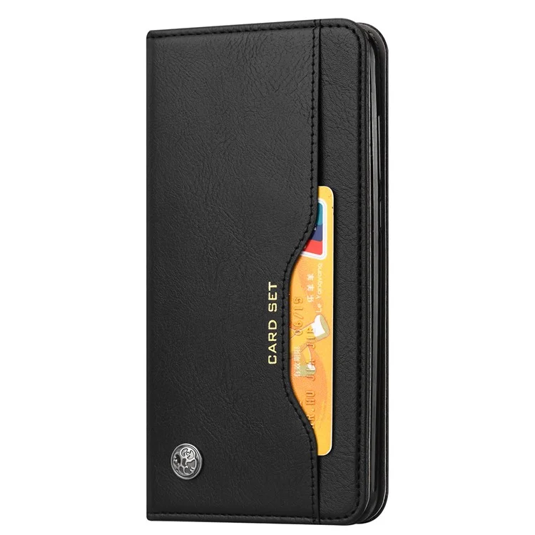 Auto-absorbed Outer Card Slot Wallet Stand Leather Cellphone Cover Protector for Xiaomi 11T / Xiaomi 11T Pro - Black