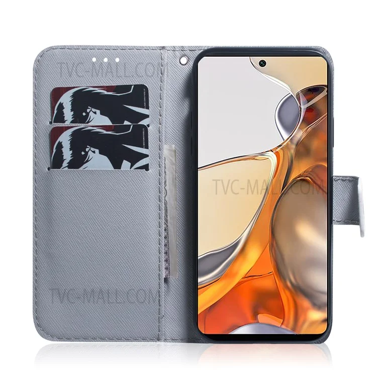Pattern Printing PU Leather Scratch-resistant Stand Wallet Phone Cover Shell for Xiaomi 11T/11T Pro - Tiger