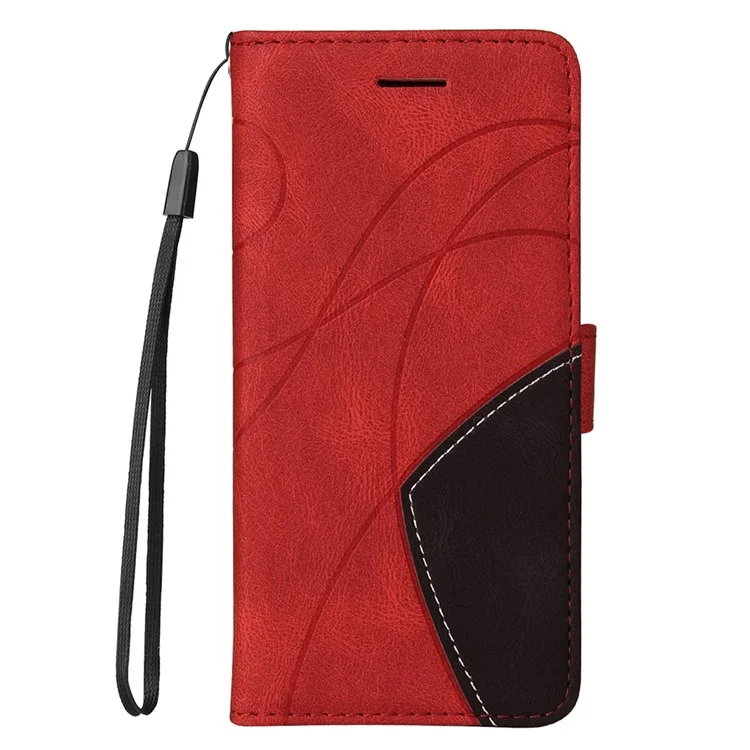 Para Xiaomi 11T/11T Pro KT Leather Series-1 Dual-Color Splicing Well-Protected Anti-Scratch Wrist Strap PU Leather Wallet Design Phone Case with Stand - Vermelho
