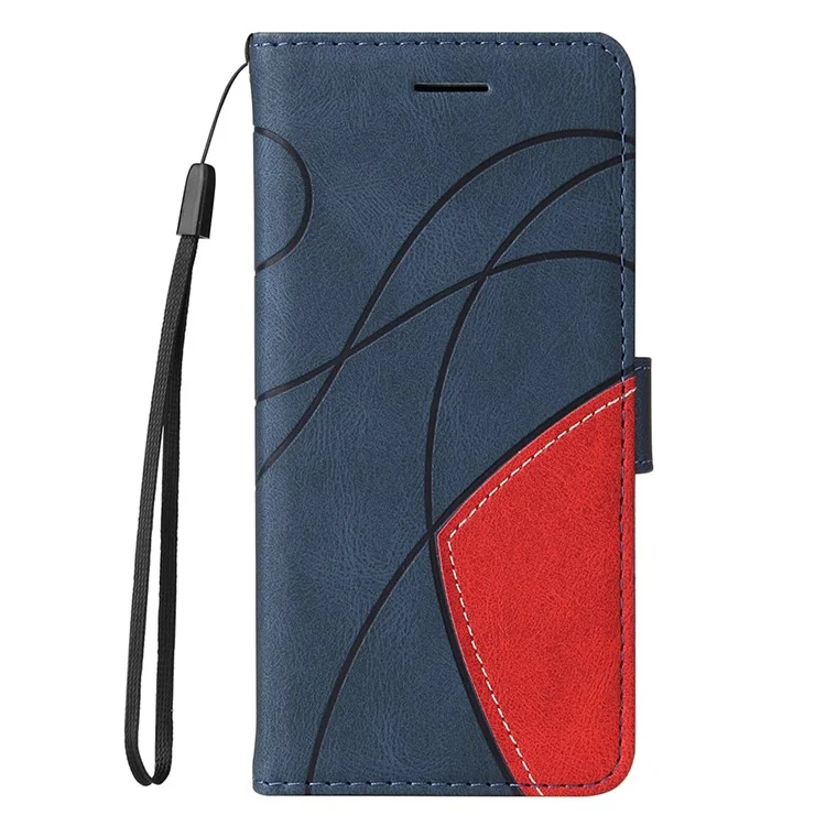 Pour Xiaomi 11T/11T Pro KT Leather Series-1 Dual-Color Splicing Well-Protected Anti-Scratch Wrist Strap PU Leather Wallet Design Phone Case with Stand - Bleu