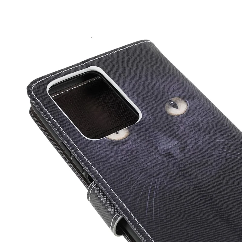 Caso di portafoglio con cinturino Cross Texture 3D Pattern Printing PU Leather Stand Flip Magnetic per Xiaomi 11T / 11T Pro - Cat Eyes