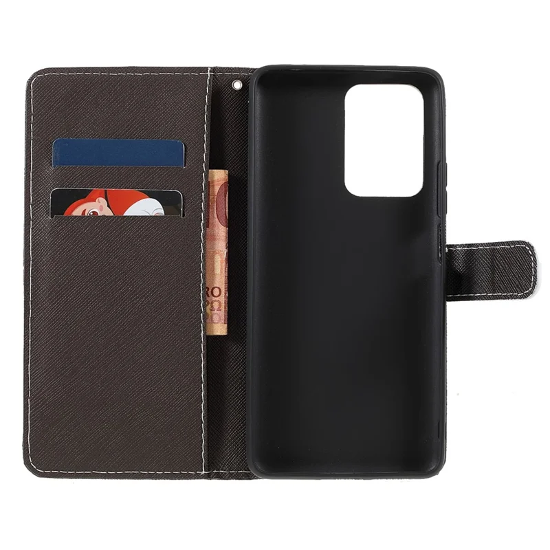 Caso di portafoglio con cinturino Cross Texture 3D Pattern Printing PU Leather Stand Flip Magnetic per Xiaomi 11T / 11T Pro - Cat Eyes