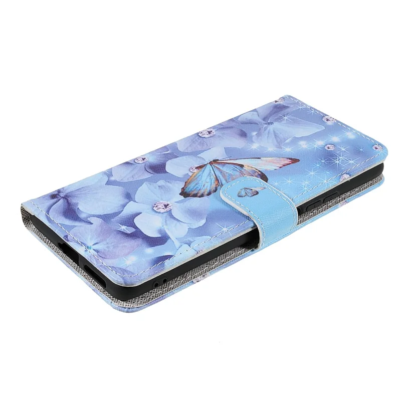 Capa de Carteira de Couro PU com Textura Cruzada 3D Impressa com Proteção Magnética e Alça para Xiaomi 11T / 11T Pro - Borboleta e Flor