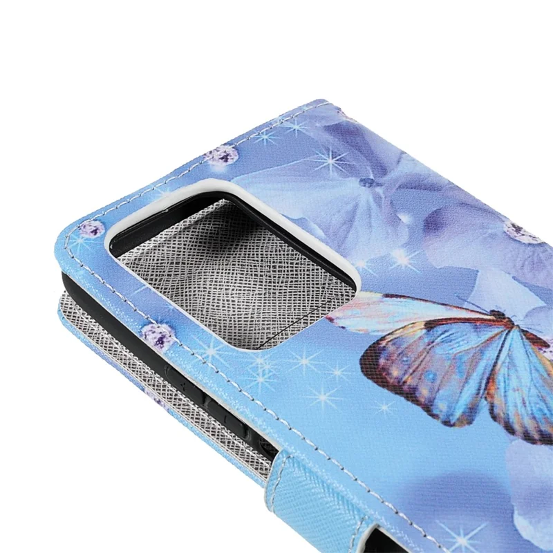 Capa de Carteira de Couro PU com Textura Cruzada 3D Impressa com Proteção Magnética e Alça para Xiaomi 11T / 11T Pro - Borboleta e Flor