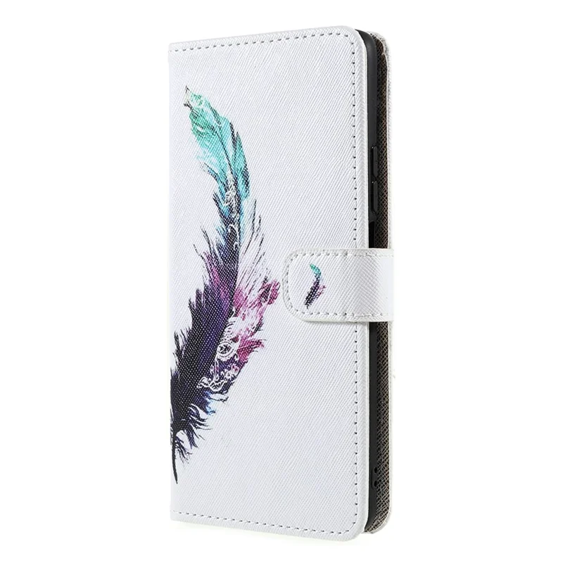 Cross Texture 3D Pattern Printing PU Leather Stand Flip Magnetic Folio Wallet Case with Strap for Xiaomi 11T / 11T Pro - Feather