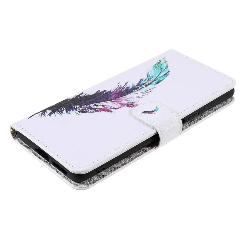 Cross Texture 3D Pattern Printing PU Leather Stand Flip Magnetic Folio Wallet Case with Strap for Xiaomi 11T / 11T Pro - Feather