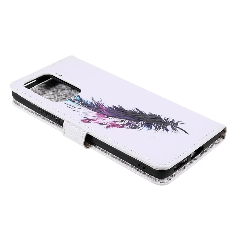 Cross Texture 3D Pattern Printing PU Leather Stand Flip Magnetic Folio Wallet Case with Strap for Xiaomi 11T / 11T Pro - Feather