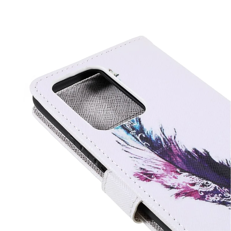 Cross Texture 3D Pattern Printing PU Leather Stand Flip Magnetic Folio Wallet Case with Strap for Xiaomi 11T / 11T Pro - Feather