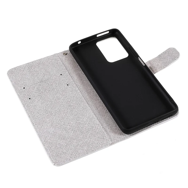 Cross Texture 3D Pattern Printing PU Leather Stand Flip Magnetic Folio Wallet Case with Strap for Xiaomi 11T / 11T Pro - Feather