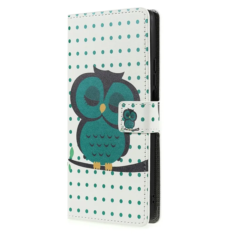 Pattern Printing Premium PU Leather Wallet Folio Flip Stand Protective Case for Xiaomi 11T / 11T Pro - Green Owl
