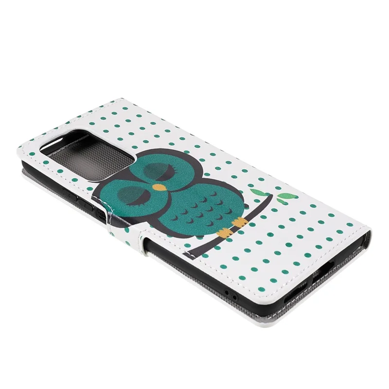 Pattern Printing Premium PU Leather Wallet Folio Flip Stand Protective Case for Xiaomi 11T / 11T Pro - Green Owl