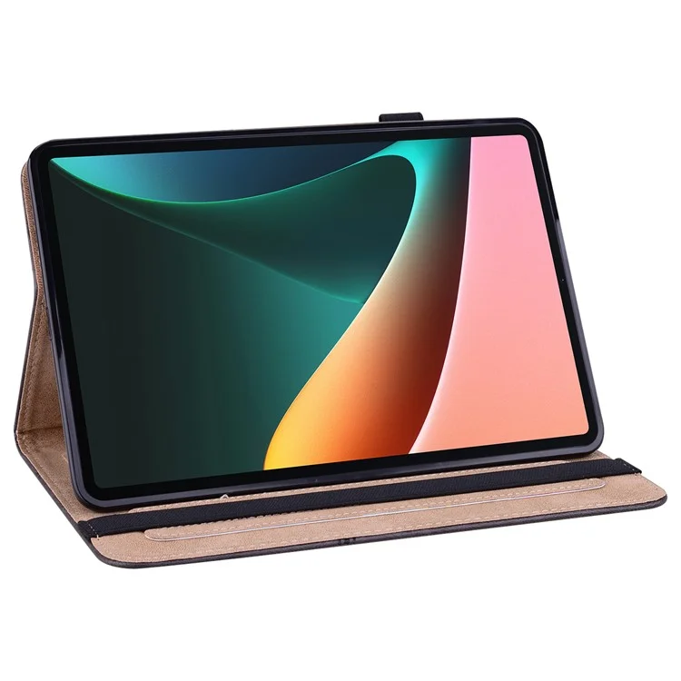 Funda protectora de cuero resistente a los golpes y con soporte y ranuras para tarjetas para Xiaomi Pad 5/Pad 5 Pro - Negro