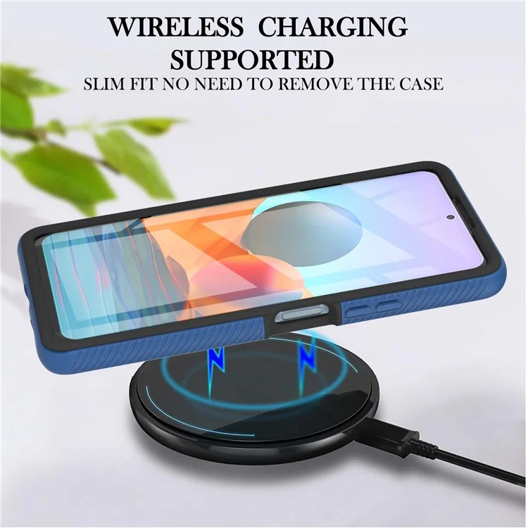 Kratzerabweisende PC+TPU-Hybrid-Handyhülle mit PET-Bildschirmschutzfolie für Xiaomi Redmi Note 10 Pro 4G (Indien)/Note 10 Pro 4G (Global)/Note 10 Pro Max - Dunkelblau