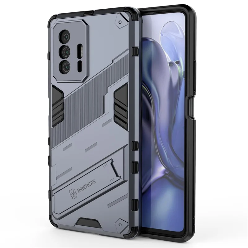 Kickstand Dual Layer Hard PC Soft TPU Rugged Protective Phone Case for Xiaomi 11T /  11T Pro - Grey