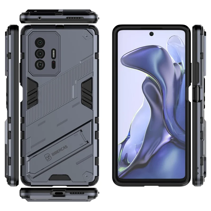 Kickstand Dual Layer Hard PC Soft TPU Rugged Protective Phone Case for Xiaomi 11T /  11T Pro - Grey