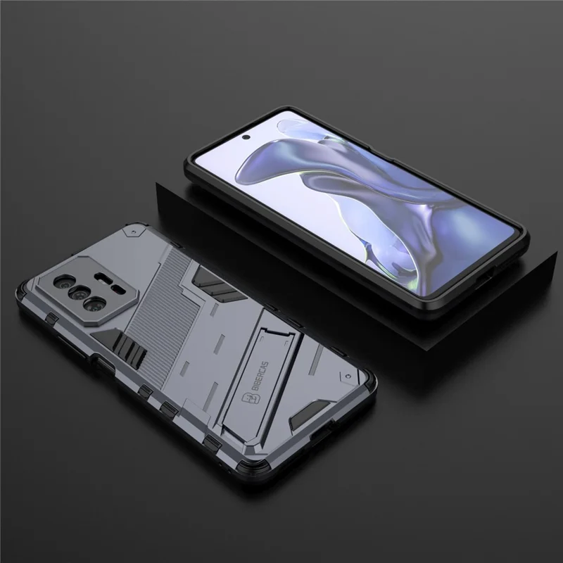 Kickstand Dual Layer Hard PC Soft TPU Rugged Protective Phone Case for Xiaomi 11T /  11T Pro - Grey