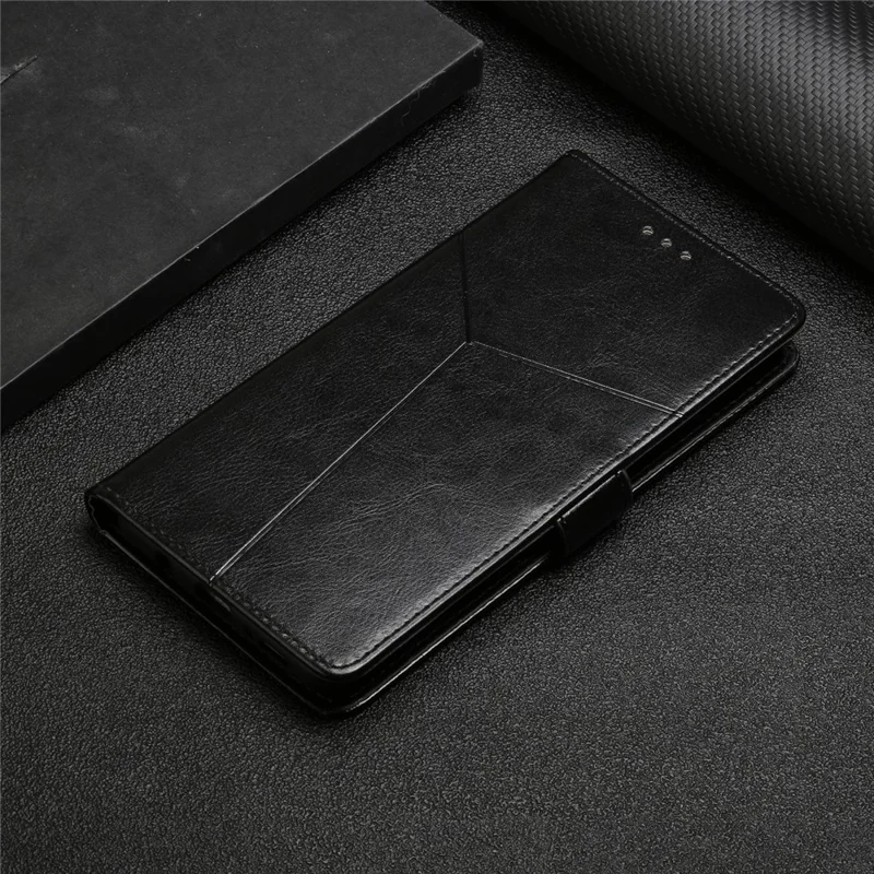 Ligne en Forme de y Impression D'amorçage Absorbée PU Téléphone Portefeuille Shell Shell Stand Couvercle Pour Xiaomi Mix 4 - le Noir