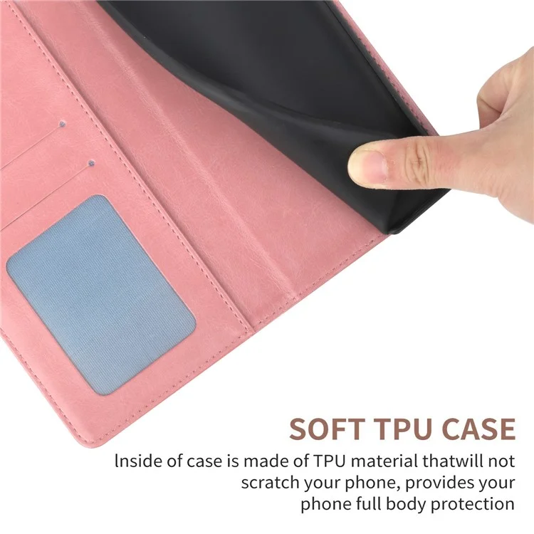 Y-shaped Line Imprinting Shock-absorbed PU Leather Phone Wallet Shell Stand Cover for Xiaomi Mix 4 - Pink