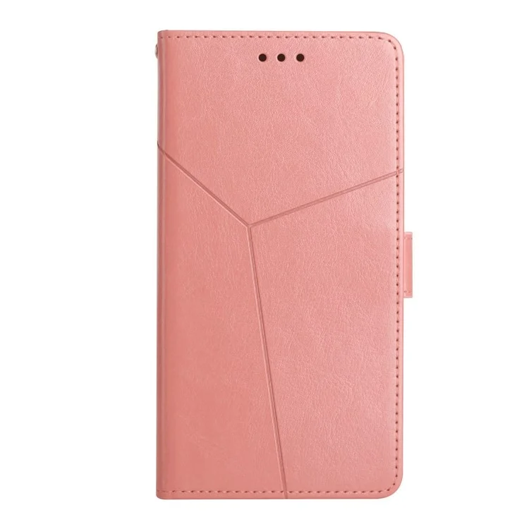 Y-shaped Line Imprinting Shock-absorbed PU Leather Phone Wallet Shell Stand Cover for Xiaomi Mix 4 - Pink