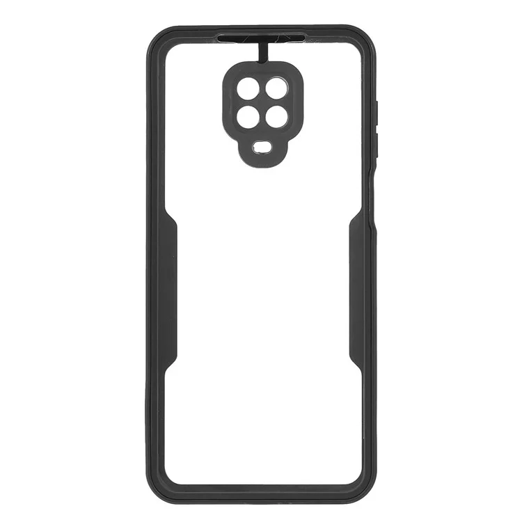 Rundum-sorglos-PET-Bildschirmschutz + Acryl-Rückwand + TPU-Rahmen-Schutzhülle für Xiaomi Redmi Note 9 Pro Max/Note 9S/Note 9 Pro - Schwarz