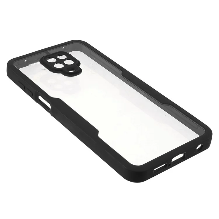 Rundum-sorglos-PET-Bildschirmschutz + Acryl-Rückwand + TPU-Rahmen-Schutzhülle für Xiaomi Redmi Note 9 Pro Max/Note 9S/Note 9 Pro - Schwarz