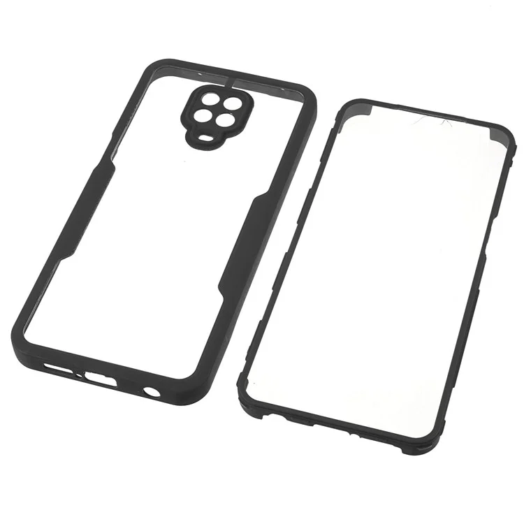 Rundum-sorglos-PET-Bildschirmschutz + Acryl-Rückwand + TPU-Rahmen-Schutzhülle für Xiaomi Redmi Note 9 Pro Max/Note 9S/Note 9 Pro - Schwarz