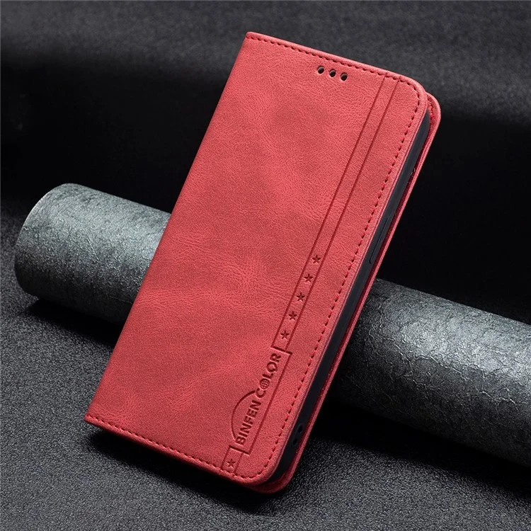Binfen Farbe Auto-absorbiert Stoßdämpfe Kratzfeste Anti-Swiping-Design TPU + PU-Leder-Telefonkoffer-Stand-Abdeckung Für Xiaomi Redmi Anmerkung 9 Pro Max / RedMi Note 9 Pro / Redmi-Anmerkung 9s. - Rot