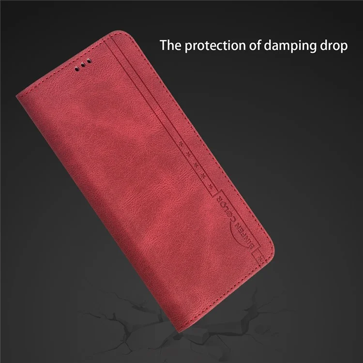 Binfen Farbe Auto-absorbiert Stoßdämpfe Kratzfeste Anti-Swiping-Design TPU + PU-Leder-Telefonkoffer-Stand-Abdeckung Für Xiaomi Redmi Anmerkung 9 Pro Max / RedMi Note 9 Pro / Redmi-Anmerkung 9s. - Rot