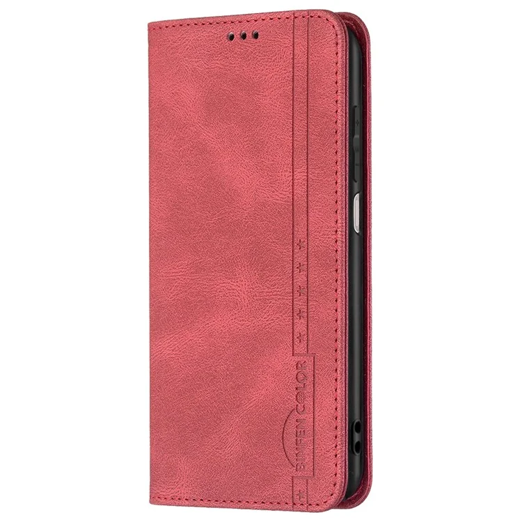 Binfen Farbe Auto-absorbiert Stoßdämpfe Kratzfeste Anti-Swiping-Design TPU + PU-Leder-Telefonkoffer-Stand-Abdeckung Für Xiaomi Redmi Anmerkung 9 Pro Max / RedMi Note 9 Pro / Redmi-Anmerkung 9s. - Rot