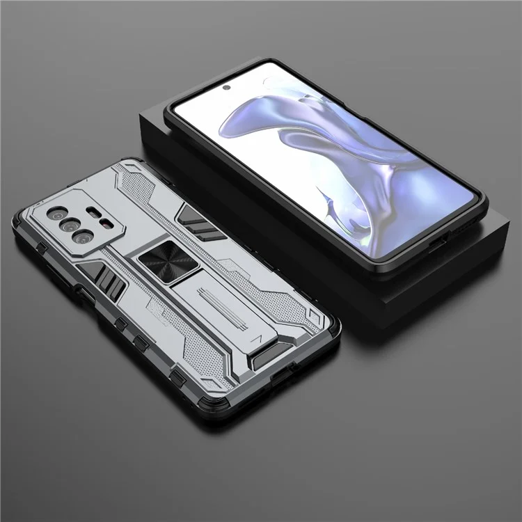 Drop Protection Hard PC + Soft TPU Hybrid Kickstand Case for Xiaomi 11T / 11T Pro - Grey