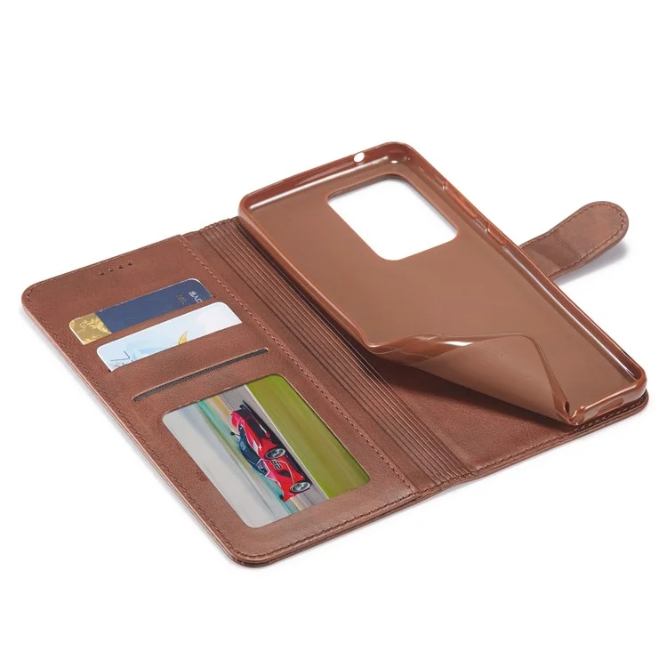 LC.IMEEKE PU Leather Magnetic Clasp Phone Cover Wallet Stand Protective Case for Xiaomi 11T/Xiaomi 11T Pro - Brown