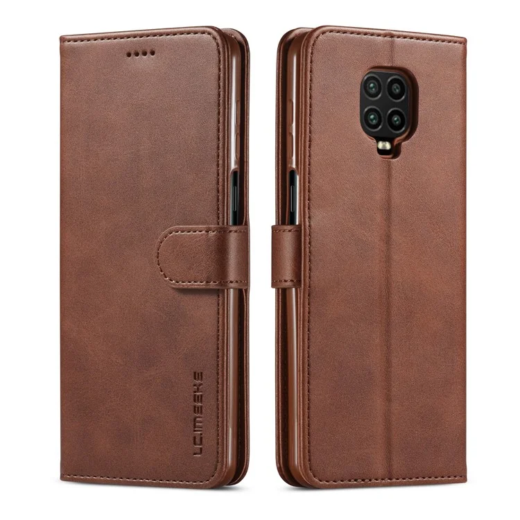 LC.IMEEKE PU Leather Wallet Stand Protective Phone Cover Case for Xiaomi Redmi Note 10 Lite - Brown