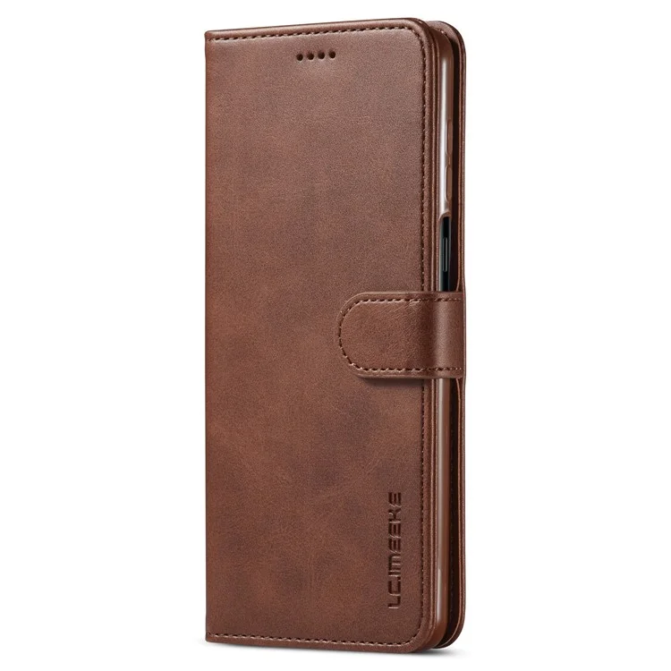 LC.IMEEKE PU Leather Wallet Stand Protective Phone Cover Case for Xiaomi Redmi Note 10 Lite - Brown