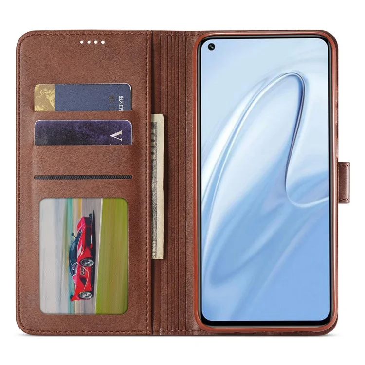 LC.IMEEKE PU Leather Wallet Stand Protective Phone Cover Case for Xiaomi Redmi Note 10 Lite - Brown