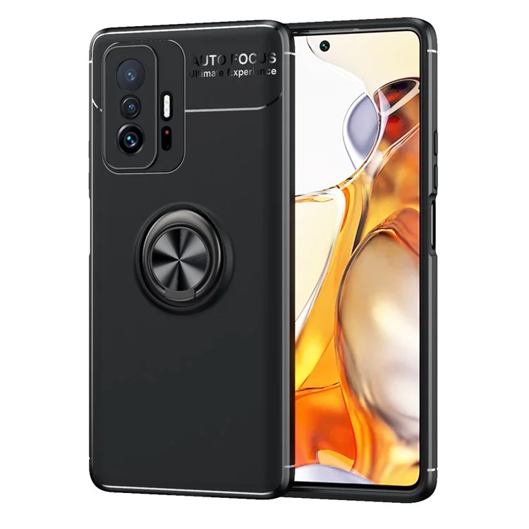 Кольцевая Машина с Мантом -мантиром Мягкой TPU Shock -resection Case Для Xiaomi 11t / 11t Pro - Черный