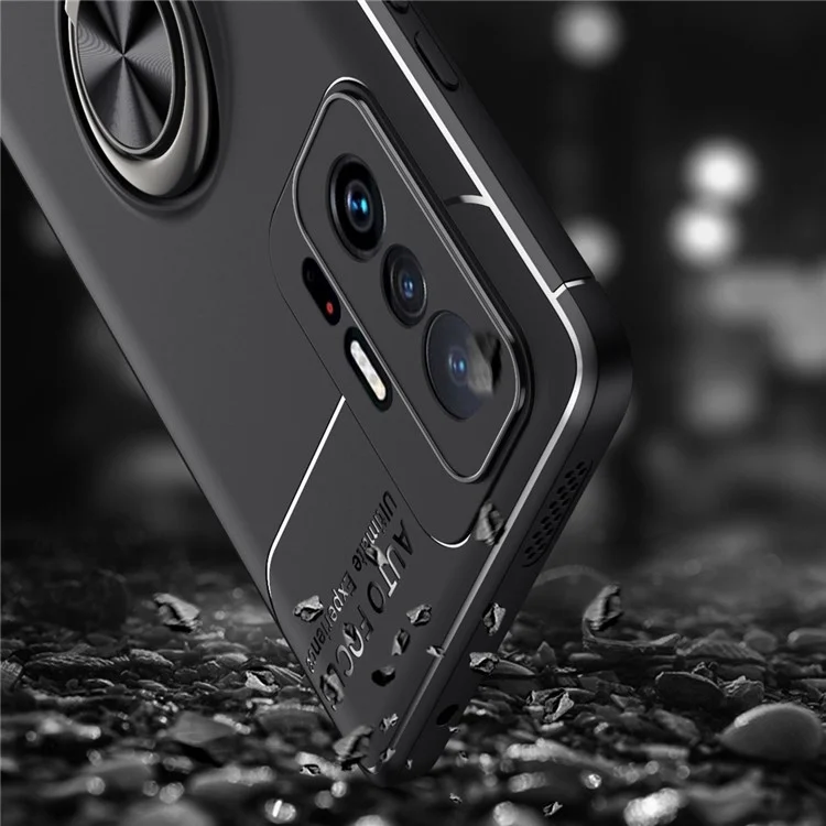 Anel de Montagem de Carro Kickstand TPU Soft TPU Case de Proteção à Prova de Choque Para Xiaomi 11t / 11t Pro - Preto