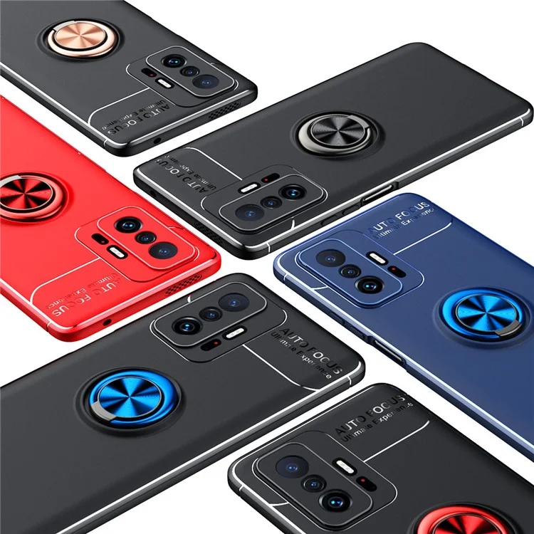 Anel de Montagem de Carro Kickstand TPU Soft TPU Case de Proteção à Prova de Choque Para Xiaomi 11t / 11t Pro - Preto