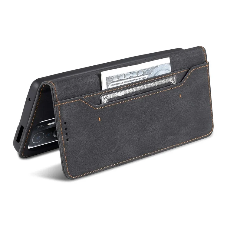 AZNS PU Leather Magnetic Clasp Phone Cover with Stand Wallet for Xiaomi 11T/11T Pro - Black