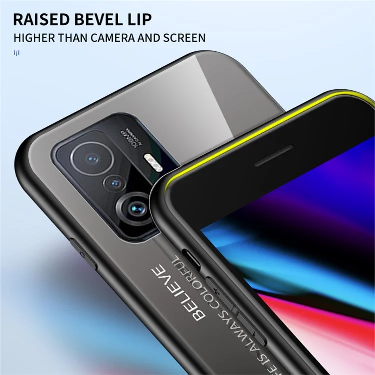 Étui de téléphone hybride en verre trempé anti-rayures avec dégradé de couleurs pour Xiaomi 11T/11T Pro - Dégradé violet