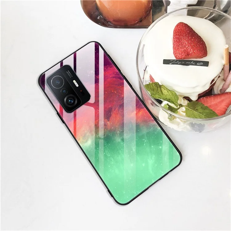 Чехол для Xiaomi 11T / 11T Pro с узорчатым печатным закаленным стеклом и мягким ТПУ - Anti-Scratch Protective Case - Luminous Lotus