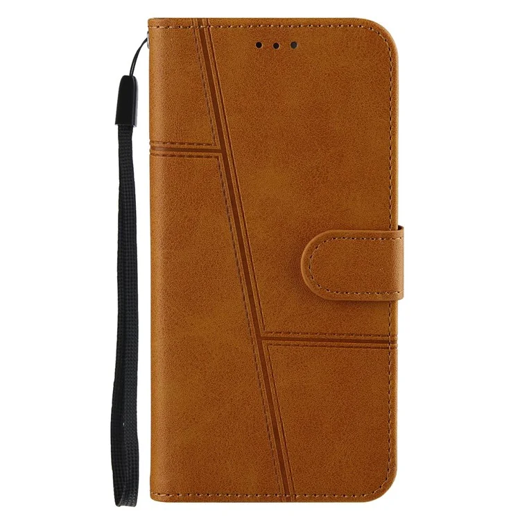 Lines Ammium PU PU Leder Brieftasche Ständer Flip Protective Phone Hülle Mit Handgelenkriemen Für Xiaomi Redmi Note 11 4G (mediatek)/10 4G (2021)/10 2022 4G/10 Prime - Gelb